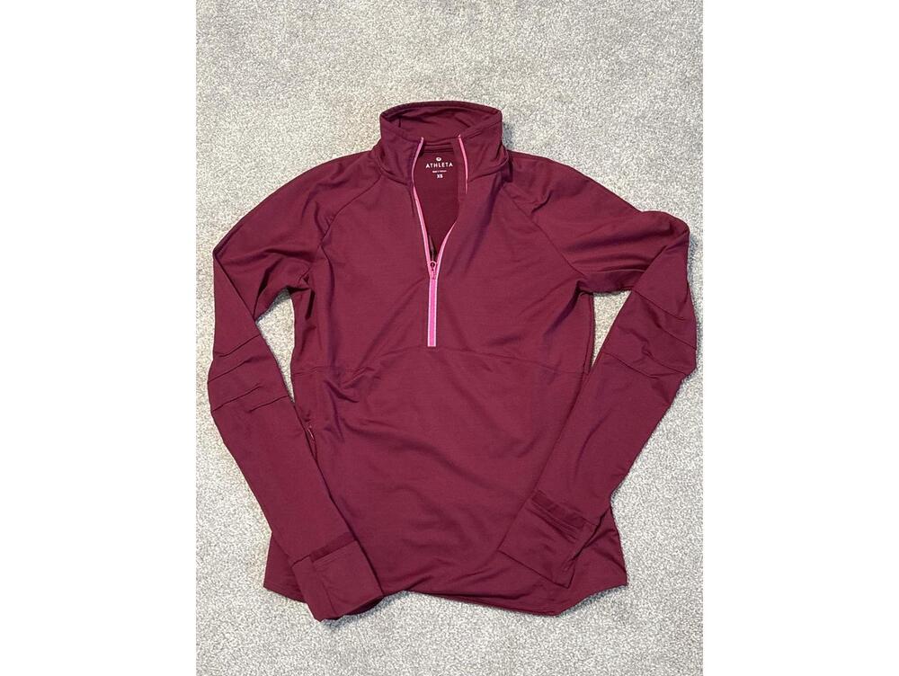 Athleta Burgundy 1/4 Zip Long Sleeve Pullover Size XS